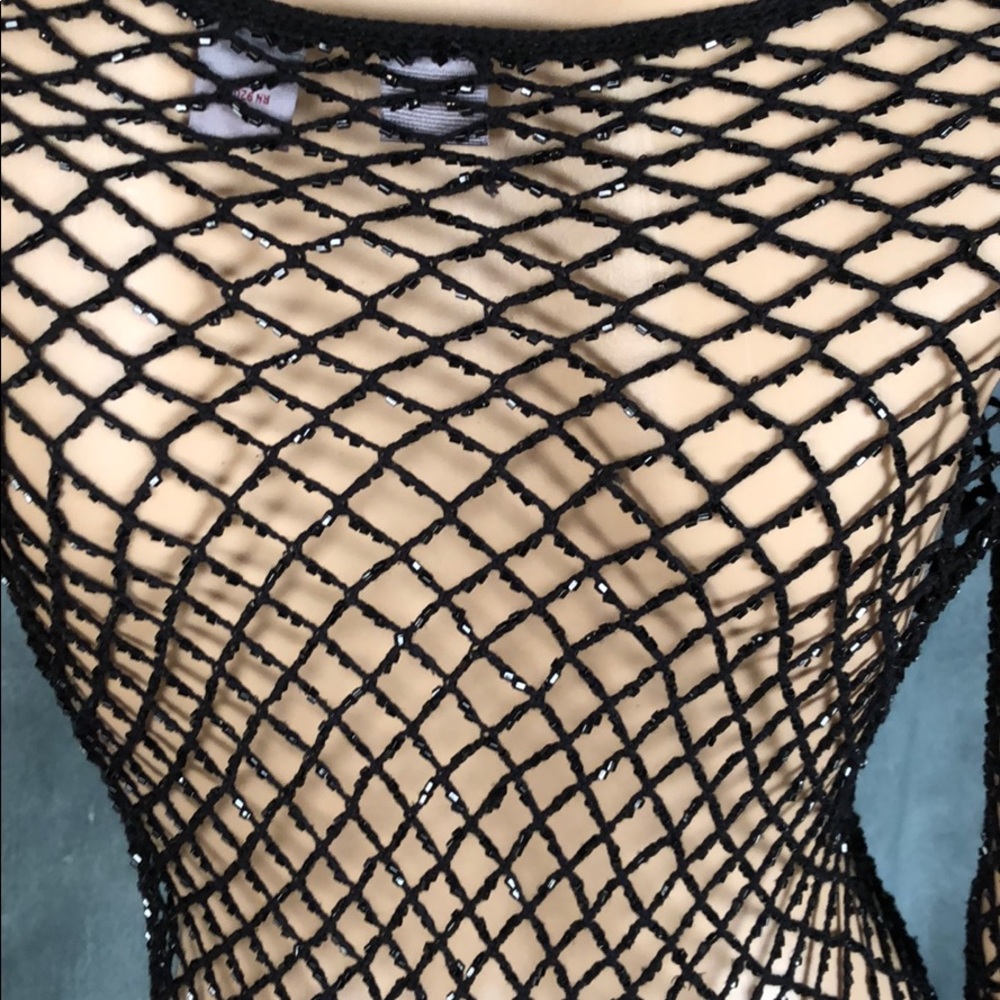 Silk Beaded Fish Net Top size M - Picture 5 of 8